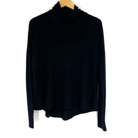 Rag & Bone Shirt Size Small Womens Black Cutout Back Long Sleeve Turtleneck Top - Picture 1 of 8